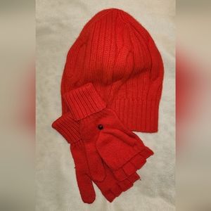 Women's hat & gloves / J.Crew / color Red / One size fits all.